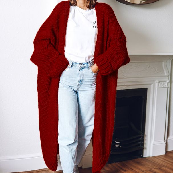 Oversized Longline Cardigan – Chunky Knit Open Front Coat With Crochet Detail (S-3XL, 10 Colors)_ecoleips.com