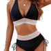 Deep V Tight Split Swimsuit High Waist Bikini for Women Sexy European And American Style Hot Foreign Trade Swimwear_ecoleips.com