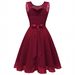 European And American Cross-border Spring/summer New Sleeveless Elegant Lace Hepburn Patchwork Dress_ecoleips.com