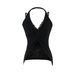 Purely Sensual Lace Spliced Halter Neck Camisole Women, Summer Design, V-neck Sleeveless Slim-fit Top For Outerwear_ecoleips.com