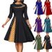 Autumn/Winter Women's Clothing: Retro Dot-Print Waist-Cutting Skirt Dress_ecoleips.com