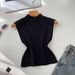 Women's Commuter Style Knitted Sleeveless Top Vest Summer Solid Color Slim Fit Elegant Versatile Outerwear_ecoleips.com