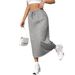 2025 Sports, Leisure, Commuting, Loose Elastic Waist, Solid Color Skirt, Split_ecoleips.com