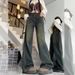 Retro Blue Wide-Leg Jeans Women, New Autumn Style, Suitable For Pear-Shaped Body, Plus Size, Loose Fit, Slimming, Draped_ecoleips.com