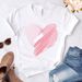 European And American Women's Wholesale Pink Heart Pattern Simple T-shirt, Fashionable Letter Print White Short-sleeve_ecoleips.com
