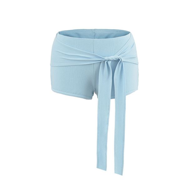 Women's Clothing Summer New Two Piece Design Lace Up Shorts For Women Hot Girls Low Waist Hip Wrapped Slim Casual Pants_ecoleips.com