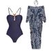 Women's Beaded One-Piece Swimsuit - Textured Fabric Elegant Bathing Suit_ecoleips.com