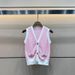 25 Early Autumn New Style Elegant Color Block V Neck Gold Button Versatile Knitted Vest For Women_ecoleips.com