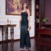 "Sparkling Sequined Evening Gown – Slim Fit Spaghetti Strap Dress With High Slit"_ecoleips.com