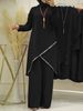 H720#Spring And Autumn Muslim Two-Piece O-Neck Long Sleeve Shirt Wide-Leg Pants Suit Casual Women's Set_ecoleips.com
