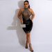 Women's Clothing Backless Rhinestone Halter Neck Dress_ecoleips.com