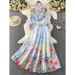 Romantic Floral Print Blouse With Lantern Sleeves & High-Waist Skirt Set – Elegant Casual Outfit For Women_ecoleips.com