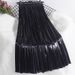 Metallic Shiny Reflective 2025 New Fashionable High Waist Slimming Pleated Mid-Length Half Skirt For Women_ecoleips.com