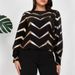 Women's Gold Striped Round Neck Casual Ruffled Long Sleeve T-Shirt Fashion Top For Autumn/Winter_ecoleips.com