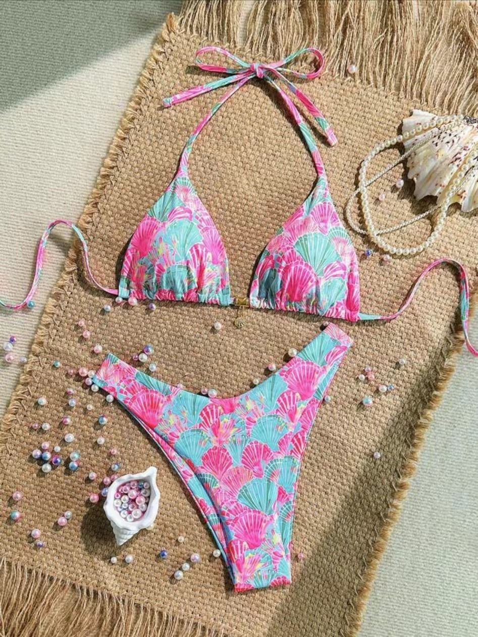 Women's Printed Two-Piece Bikini Set Low-Back Swimsuit for Beach Pool Vacations Stylish Swimwear_ecoleips.com