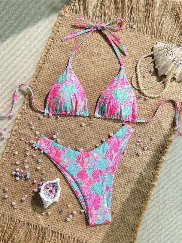 Women's Printed Two-Piece Bikini Set Low-Back Swimsuit for Beach Pool Vacations Stylish Swimwear_ecoleips.com