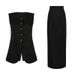 Women's Clothing Lazy Leisure Pure Cotton Square Collar Sleeveless Vest Skirt Suit Female_ecoleips.com