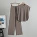 Women's Clothing Summer New Fashion Suit Solid Color Sleeveless Vest Sweater Wide Leg Trousers Two Piece Suit Female Trend_ecoleips.com