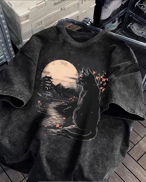 100% Cotton American Retro Washed Vintage Short Sleeve T-Shirt For Men And Women Summer Trendy Ins Style Loose Top_ecoleips.com