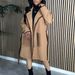 Women's Clothing Spring Women's Wool Long Sleeve Braided Lapel Long Coat Loose Windbreaker Jacket_ecoleips.com
