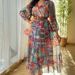 Women's Clothing Spring and Summer Women's Sexy Chiffon Printed Large Swing Belt Ball Party Evening Dress_ecoleips.com