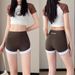 Women's Safety Pants Anti-Exposure No Curling Leggings Thin Outer Wear Solid Color Shark Pants Three Quarter Shorts For Summer_ecoleips.com