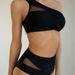 Women's Clothing Split Solid Color Mesh Splicing Bikini Multi Color Pleated Fashion Swimsuit_ecoleips.com