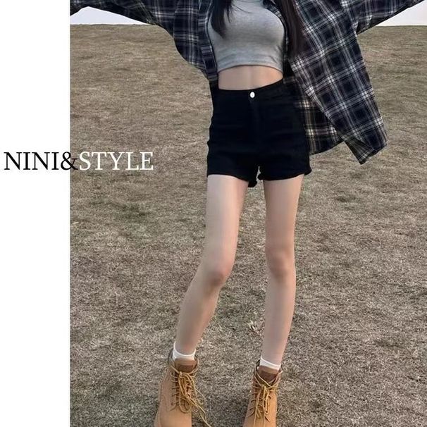 Black Denim Shorts For Women, 2024 Spring/summer New Style, High-waisted, American-style, Sexy, Bodycon, Versatile_ecoleips.com