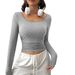 Voya Women's Round Neck T-shirt For Spring And Summer Fashion, Versatile Short Style, Fashionable Temperament, Solid Color Top_ecoleips.com