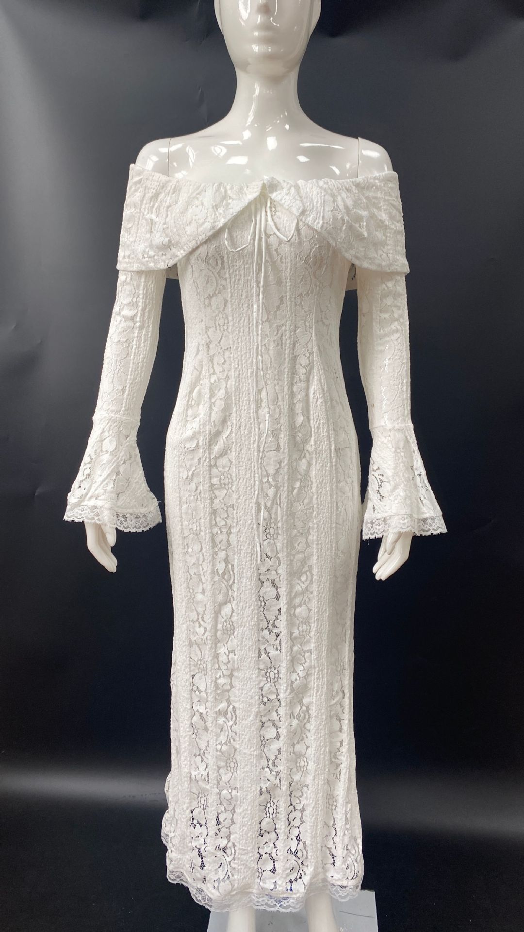 Women's Clothing Women's New Sexy One Shoulder Lace Dress Temperament Tube Top Long Skirt Slim Fishtail Skirt_ecoleips.com