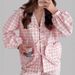 Pink Plaid Het Lace Long Sleeve Shorts Comfortable Pajamas Two-Piece Set European And American Autumn New Home_ecoleips.com