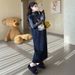 Autumn Winter New Korean Fashion Embroidered Cartoon Bear Sweater 2-Piece Set Maternity Dress_ecoleips.com