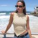 Women's Sleeveless Polka Dot Print Slim Fit Irregular Vest Top European American Style Summer New Arrival Tank Camis_ecoleips.com
