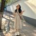 Summer New Korean Fashion Bubble Sleeve Floral Loose Maternity Dress_ecoleips.com