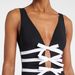 European And American Swimwear New V-neck Bow Hollow Black And White One-piece Swimsuit Suit Women's Cross-border_ecoleips.com
