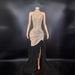 Women's Clothing High Quality Long Sleeve Rhinestone Dress Split Club Luxury Feather Long Dress_ecoleips.com