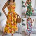 Women's Clothing Spring And Summer Flower Lace Up Waisted Suspender Dress Holiday Beach Long Dress_ecoleips.com