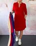 2024 Summer New Cross-Border Fashion European And American Solid Color V-Neck Mid-Length Dress Women's Clothing_ecoleips.com