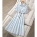 Women's Clothing Summer Short Sleeve Mid Length Dress Lapel Waist Slimming Shirt_ecoleips.com