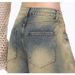 Retro Washed Distressed Rivet Ripped Straight Leg Jeans Men Women Street Style Loose Fit Slimming Wide Leg Trousers Casual Cotton_ecoleips.com