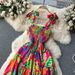 Women's Strapless Tube Top Swing Dress – Flowy Summer Vacation Printed Maxi Dress In Red/Rose Red (S/M/L/XL)_ecoleips.com