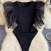 Sensual Mesh Lace Trimmed Bodysuit With Ribbed Texture - Flattering Fit Crop Top For Women, Stretchy & Breathable_ecoleips.com