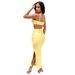 Women's Clothing Suspender Dress Backless Pleated Hip Wrapped Side Slit Long Dress_ecoleips.com