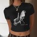 Cross-Border European And Hot-Selling American Style Hot Girl Gesture Print Summer Slim-Fit Crop Top Wholesale_ecoleips.com