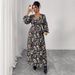 Women's Clothing Plus Size Clothes "Elegant V-Neck High-Waisted Maxi Dress – Flowy Puff Sleeve Black Dress For Women, Slimming & Comfortable"_ecoleips.com