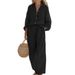 Women's Linen-Blend Shirt & Pants Set - Relaxed Notch Lapel Long Sleeve Outfit (S-XXXL) Breathable Workwear & Casual Suit_ecoleips.com
