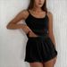 Women's Casual Knitted Pajama Suit Breathable Skin Friendly Suspender Top with Split Shorts Two-Piece Set_ecoleips.com