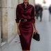 Elegant Satin Long Sleeve Dress For Women - Slim Waist Summer Dress With Premium Finish (S-XXL)_ecoleips.com