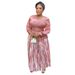 Plus Size Print Dress With Embroidery & Beading – Elegant Office Two-Piece Set, Flowy A-Line Skirt (L-3XL, Yellow/Green)_ecoleips.com