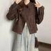 Retro Suede Cropped Jacket – Women’s Vintage Button-Up Biker Jacket In Khaki & Coffee (XS-XL)_ecoleips.com